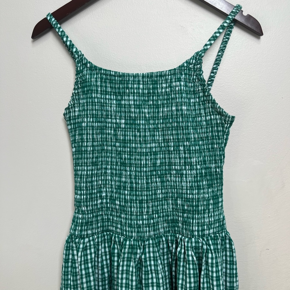 All Row Smocked Plaid Midi Dress - Picture 2 of 8